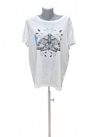 Damen -T-ShirtSinsaymit Aufdruck,farbeweiss,größe2XL