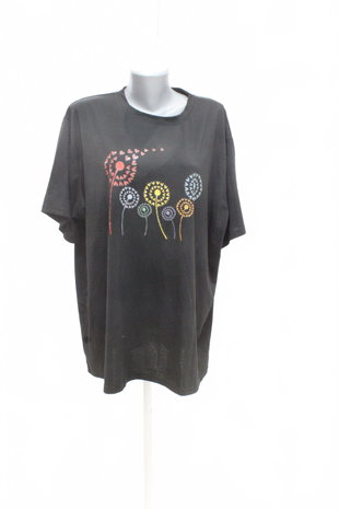 Damen -T-ShirtSheinmit Aufdruck,farbeschwarz,größe4XL