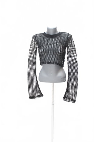 Damen -T-ShirtCroppohne Aufdruck,farbeschwarz,größeM