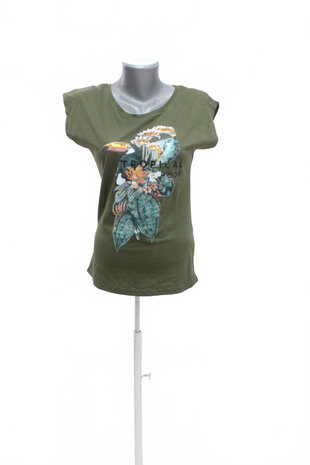 Damen -T-ShirtOrsaymit Aufdruck,farbekhaki,größeXS