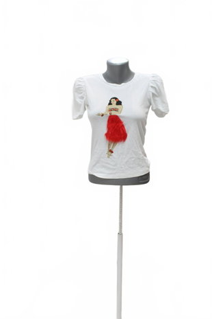 Damen -T-ShirtZaramit Aufdruck,farbeweiss,größeS