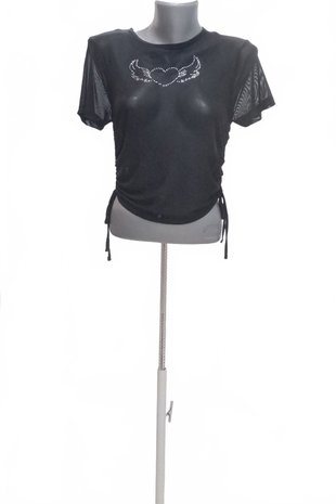 Damen -T-ShirtFbsistermit Aufdruck,farbedurchsichtig,größeM