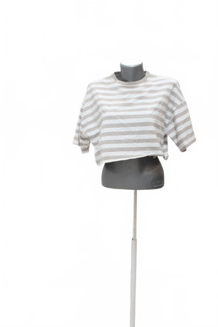 Damen -T-ShirtCroppohne Aufdruck,farbegestreift,größeS